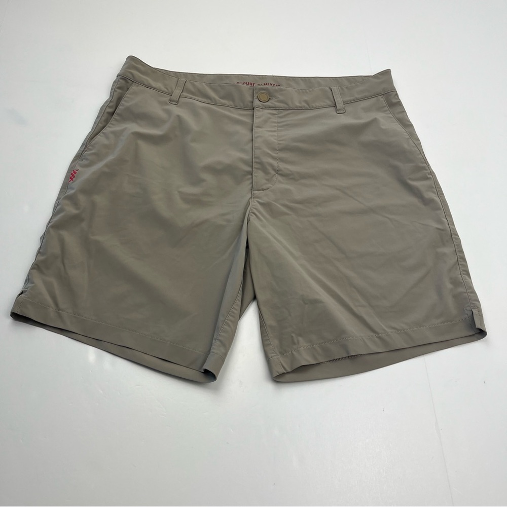 RHONE Men's Flat Front Performance Shorts in Khaki